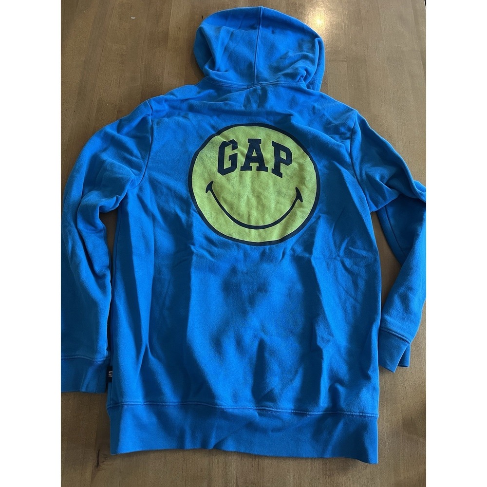 GAP x Smiley Vintage Soft Logo Hoodie Blue Sz M Medium Limited Edition - Picture 8 of 10